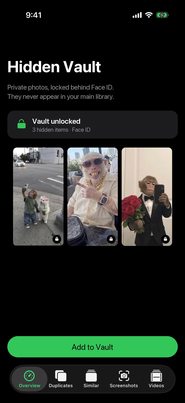 MacZentra on iPhone hidden vault showing locked private photos